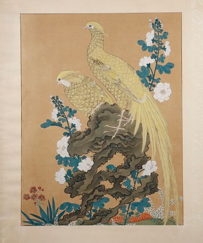 19TH C. CHINESE PAINTING OF BIRDS AND FLOWERS