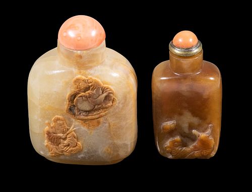 (2) CHINESE CARVED SNUFF BOTTLES