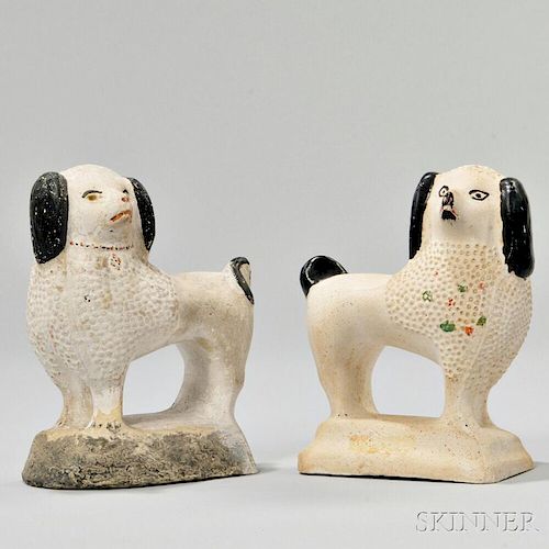 Two Chalkware Poodles