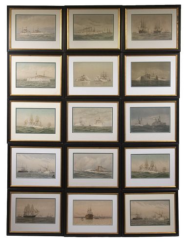 (15) MARINE LITHOGRAPHS AFTER FREDERIC SCHILLER COZZENS (NY, 1846-1928)