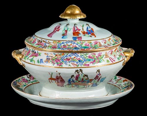 CHINESE EXPORT SOUP TUREEN AND STAND