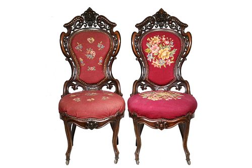 VICTORIAN PARLOR SIDE CHAIRS ATTRIBUTED TO J & J MEEKS
