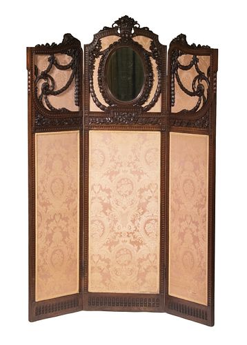 LOUIS XVI STYLE CARVED FOLDING SCREEN