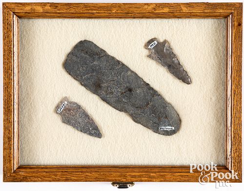 Three Native American stone artifacts