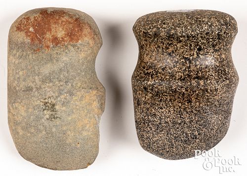 Two small Native American Indian stone axe heads