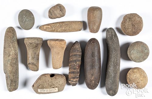 Group of stone pestles and various geofacts