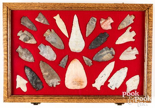 Twenty-one prehistoric midwestern flint artifacts