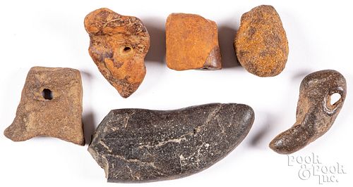 Group of stone tool fragments