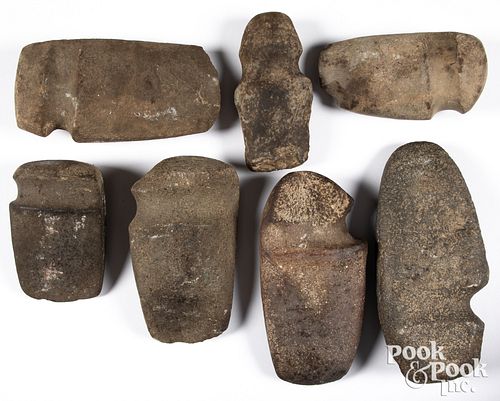 Group of ancient stone axe heads