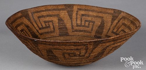 Round bottomed Pima Indian coiled tray basket