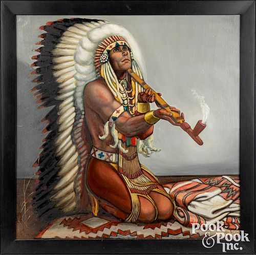 Oil portrait of a Native American Indian
