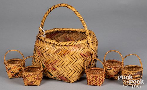 Six Choctaw Indian handled baskets