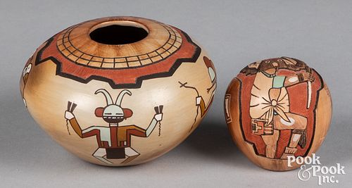 Two Lawrence Namoki Hopi Indian pottery pieces