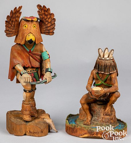 Two Hopi Indian carved kachina dolls