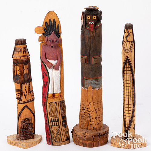 Four Hopi Indian kachina doll figures