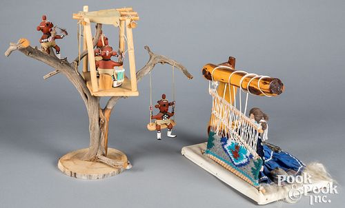 Two contemporary Native American Indian dioramas