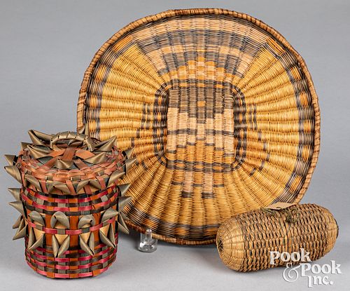 Group of Native American basketry items