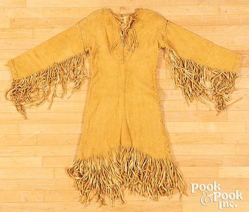 Native American Indian hide dress with fringe