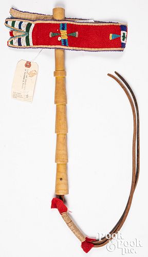 Crow Indian wood handled quirt, ca. 1900