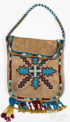 Native American Indian beaded pouch, early 20th c.
