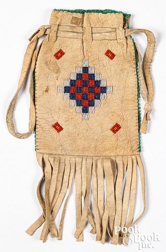 Apache Indian beaded hide pouch