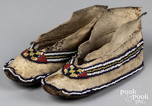 Pair of Apache Indian boy's moccasins