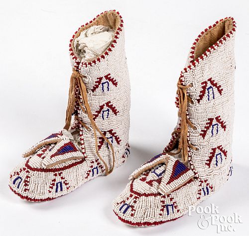 Lakota Sioux Indian fully beaded child's moccasins