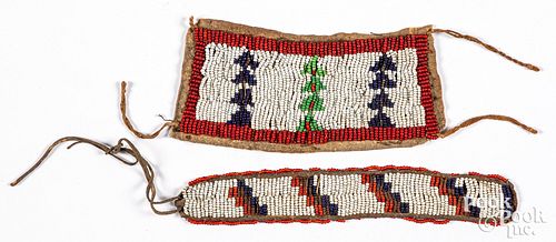 Two Plains Indian beaded arm bands, 19th c.