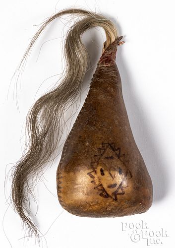 Northern Plains Indian scrotum rattle, ca. 1890