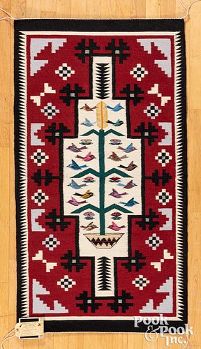 Navajo Ganado red pictorial textile of bird tree