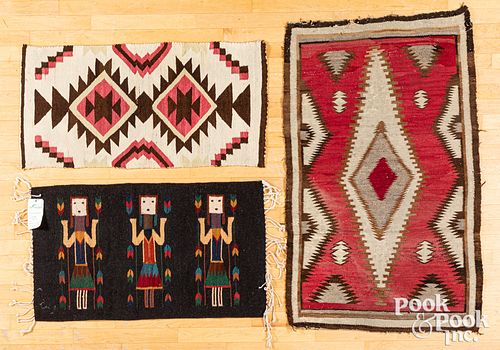 Three Navajo Indian textiles