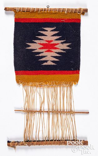 Miniature Navajo Indian textile loom wall hanging
