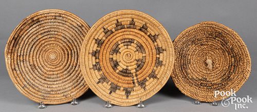 Three Dine Navajo Indian wedding baskets