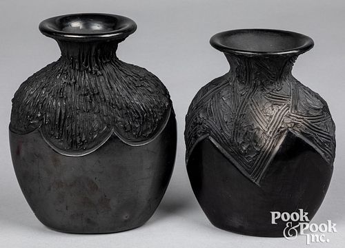 Pair of Mexican Oaxacan blackware pottery vases