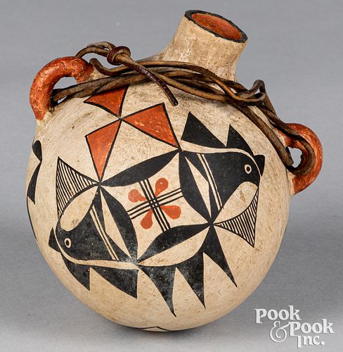 Hopi Indian polychrome pottery canteen