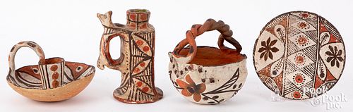 Four pieces of Native American Indian pottery