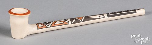Acoma Pueblo Indian polychrome pottery pipe