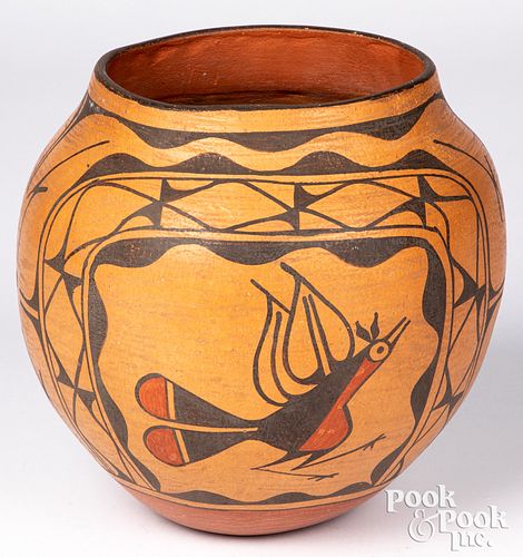 Zia Pueblo Indian polychromed pottery olla