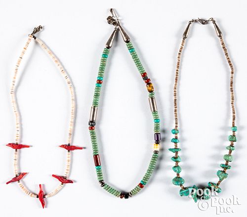 Three Native American Indian made necklaces