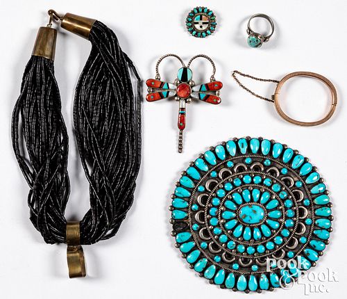 Zuni Indian silver and turquoise jewelry