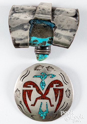 Navajo Indian silver and turquoise jewelry items