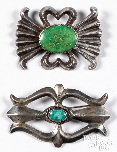Two Native American Indian brooches