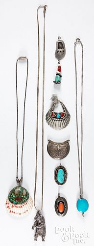 Native American made silver necklace pendants