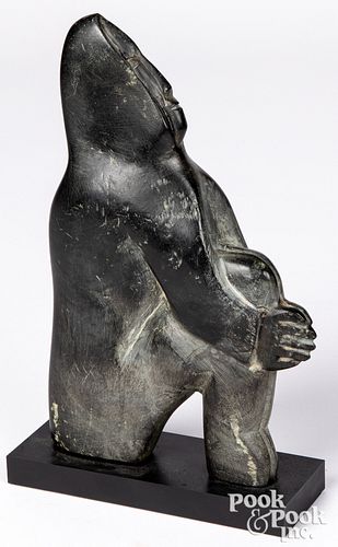 Inuit Indian carved soapstone seated figure