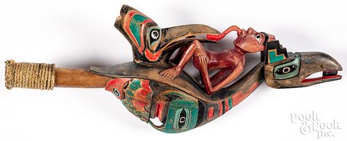 Northwest Coast Tsimshian Indian shaman rattle