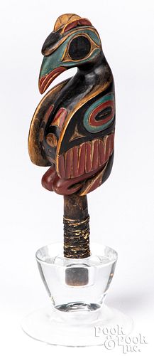Northwest Coast Indian effigy raven rattle