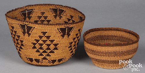 Two Northern Californian Indian baskets