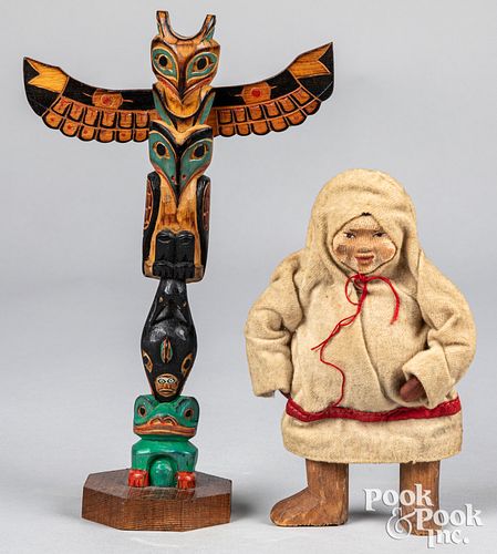 Pacific Northwest Coast Indian carved totem pole