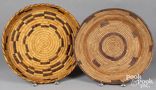Two Native American Indian tray baskets