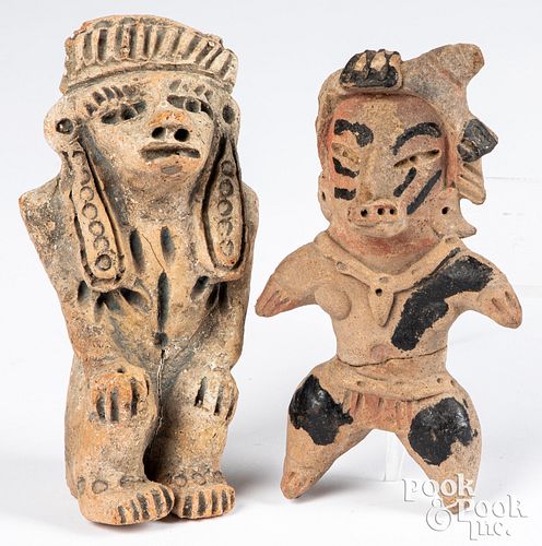 Pair of pre-Columbian tribal clay figures